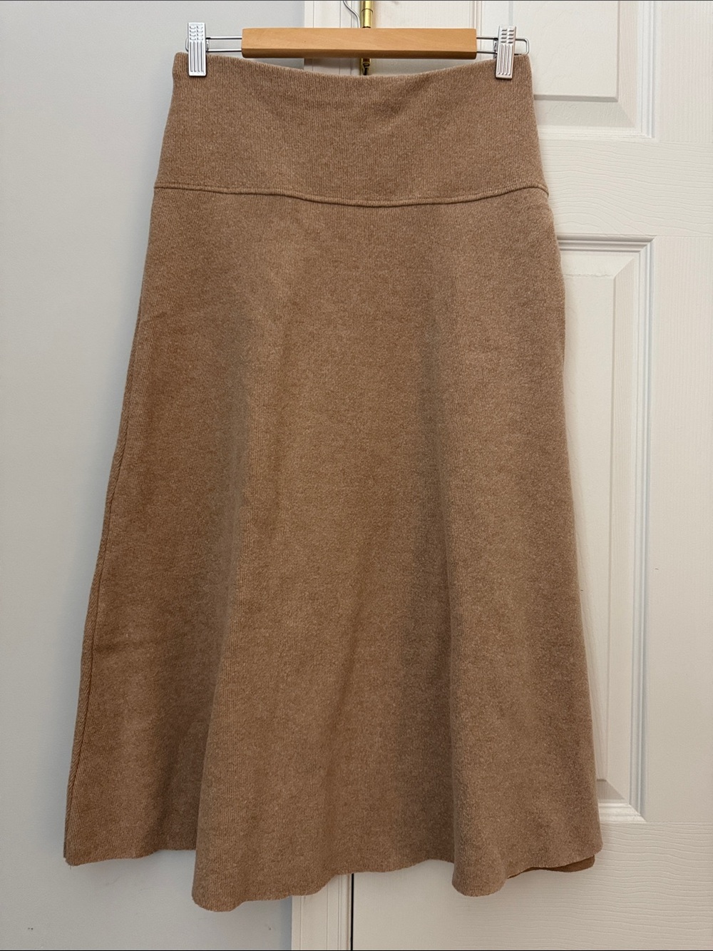 Zara Camel A-Line Knit Skirt